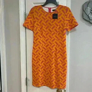 Trina Turk Women's Geometric Shift Dress Short Sleeve Size S Multicolor